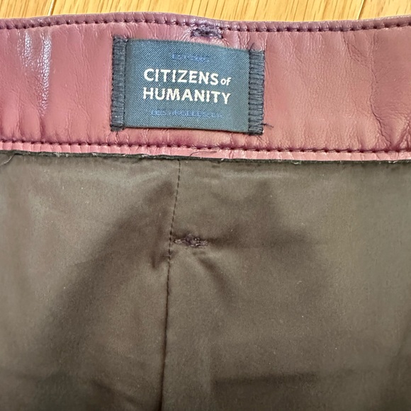 NWT Citizens Of Humanity Burgundy Recycled Leather Skirt Sz 30 - Picture 5 of 11